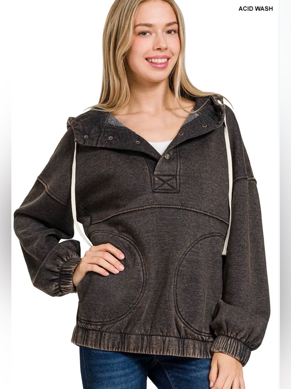 New Zenana Outfitters Pullover sweatshirt ~ Washed Mocha